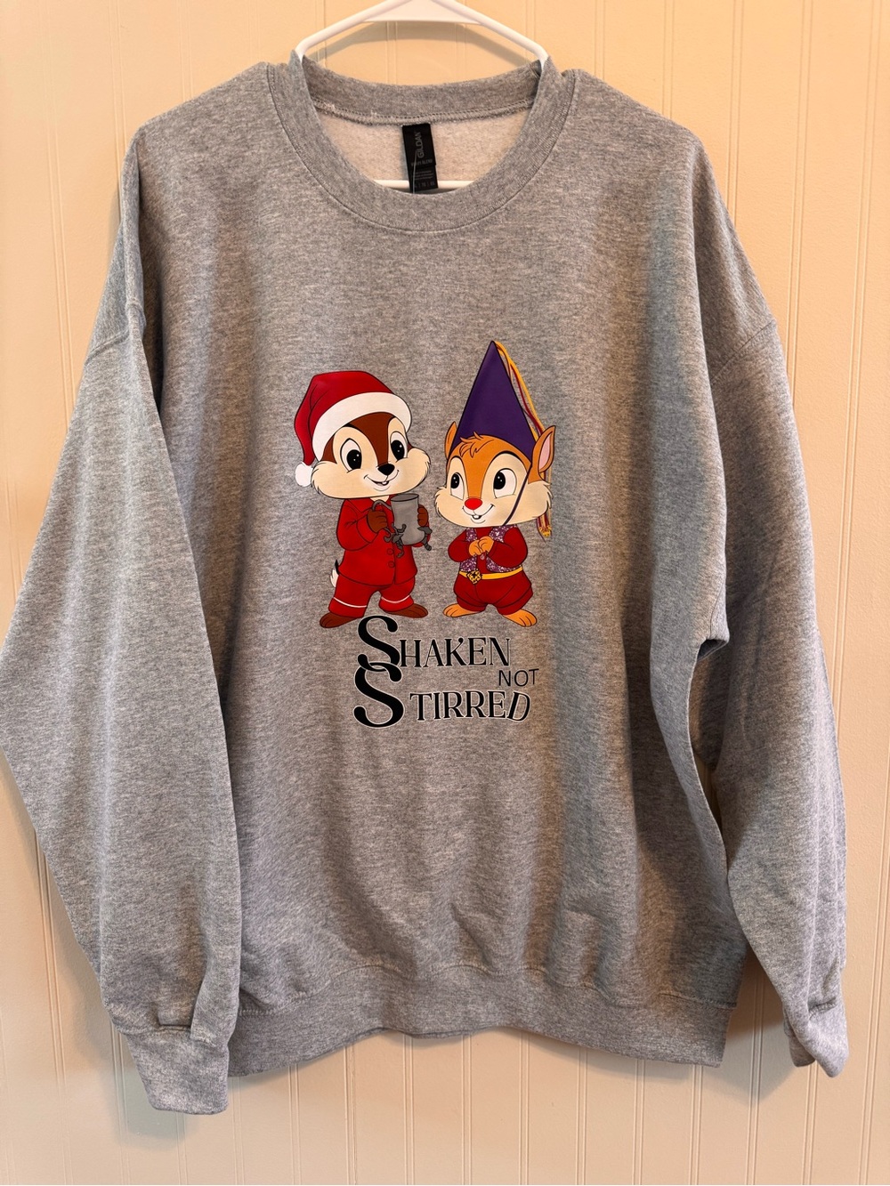 Gildan Gray Crewneck Sweatshirt with Holiday Chip and Dale
